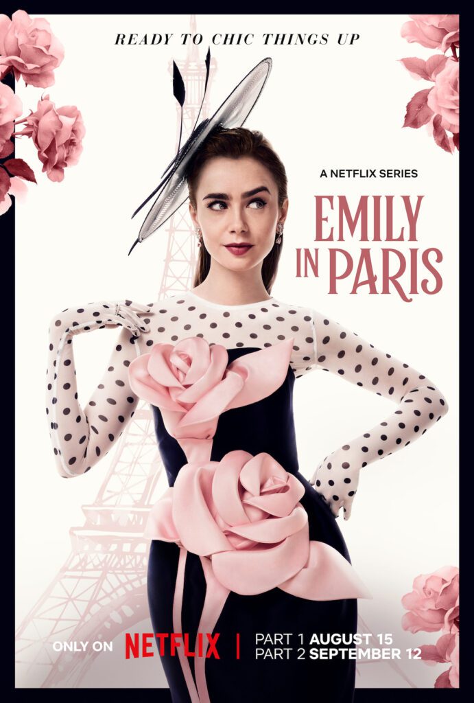 Cartaz da quarta temporada da série Emily em Paris da Netflix